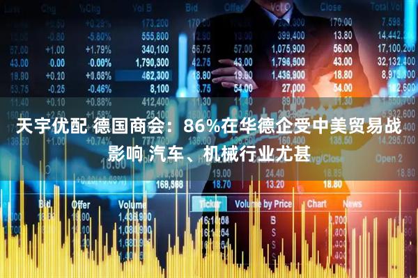 天宇优配 德国商会：86%在华德企受中美贸易战影响 汽车、机械行业尤甚
