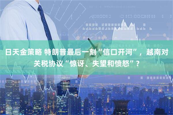日天金策略 特朗普最后一刻“信口开河”，越南对关税协议“惊讶、失望和愤怒”？