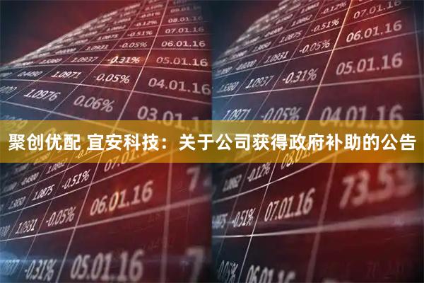 聚创优配 宜安科技：关于公司获得政府补助的公告